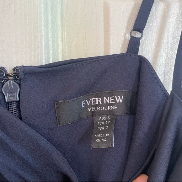 H&M| sizes USA 10 and 2- Elegant Dark Navy Midi Wrap Dress - Picture 4 of 4